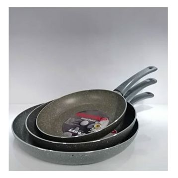 Mehtap 3 Parça 24-26-28 cm Gri Granit Tava Seti
