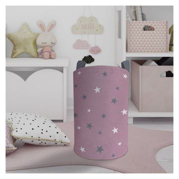 Mekta Home Büyük Pembe Yıldız Desenli Bebek ve Çocuk Odası Oyuncak Sepeti