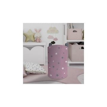 Mekta Home Büyük Pembe Yıldız Desenli Bebek ve Çocuk Odası Oyuncak Sepeti