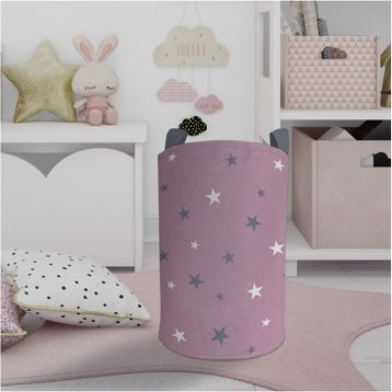 Mekta Home Büyük Pembe Yıldız Desenli Bebek ve Çocuk Odası Oyuncak Sepeti