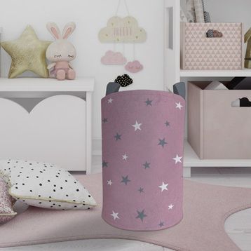 Mekta Home Büyük Pembe Yıldız Desenli Bebek ve Çocuk Odası Oyuncak Sepeti