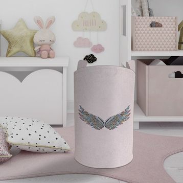 Mekta Home Büyük Renkli Kanat Desenli Bebek ve Çocuk Odası Oyuncak Sepeti
