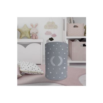 Mekta Home Çelenk Yıldız Desenli Çerçeveli Gri Bebek ve Çocuk Odası Oyuncak Sepeti
