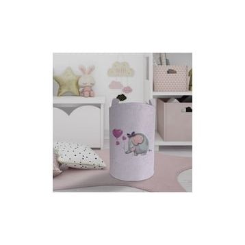 Mekta Home Fil Desenli Mor Bebek ve Çocuk Odası Oyuncak Sepeti