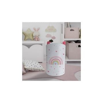 Mekta Home Gökkuşağı ve Kalp Desenli Bebek ve Çocuk Odası Oyuncak Sepeti
