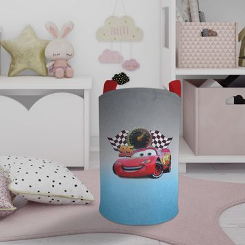 Mekta Home Gri Mavi McQueen Desenli Bebek ve Çocuk Odası Oyuncak Sepeti