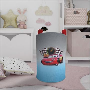 Mekta Home Gri Mavi McQueen Desenli Bebek ve Çocuk Odası Oyuncak Sepeti