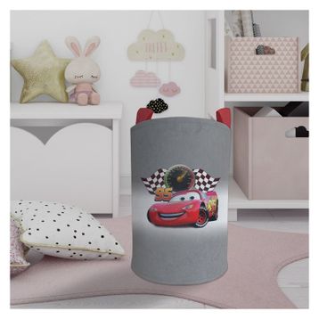 Mekta Home Gri Mcqueen Desenli Bebek ve Çocuk Odası Oyuncak Sepeti