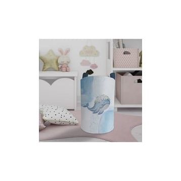 Mekta Home Mavi Balina Desenli Bebek ve Çocuk Odası Oyuncak Sepeti