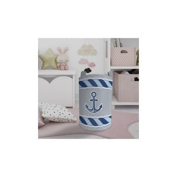 Mekta Home Mavi Çapa Desenli Bebek ve Çocuk Odası Oyuncak Sepeti