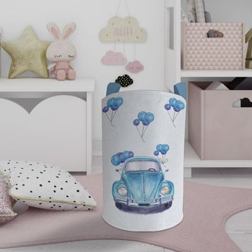 Mekta Home Mavi Vosvos Desenli Bebek ve Çocuk Odası Oyuncak Sepeti