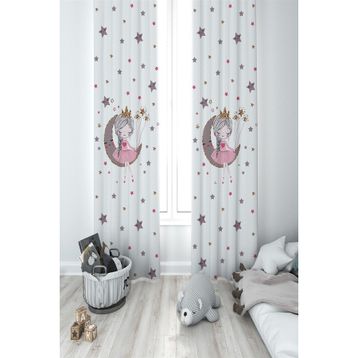 Mekta Home MKT-086 Çocuk Odası Bebek Odası Prensesli 2 Kanat Fon Perde