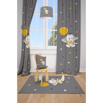 Mekta Home MKT-123 Balon ve Fil Çocuk ve Bebek Odası 2 Kanat Fon Perdesi