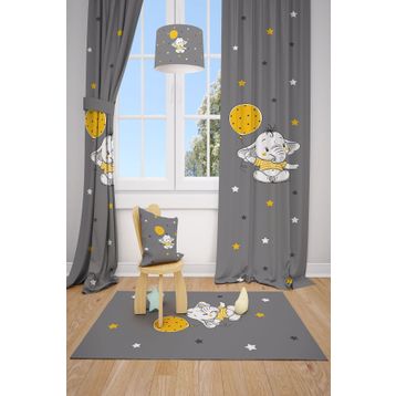Mekta Home MKT-123 Balon ve Fil Çocuk ve Bebek Odası 2 Kanat Fon Perdesi