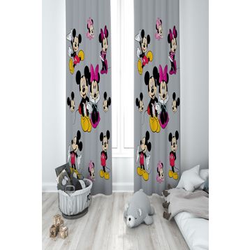 Mekta Home MKT-284 Bebek ve Çocuk Odası Mickey Minnie Mouse 2 Kanat Fon Perde