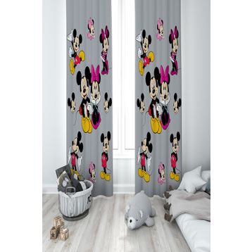 Mekta Home MKT-284 Bebek ve Çocuk Odası Mickey Minnie Mouse 2 Kanat Fon Perde