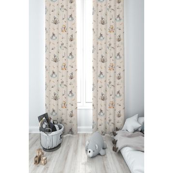 Mekta Home MKT-355 Bebek ve Çocuk Odası Hayvanlar Alemi 2 2 Kanat Fon Perde