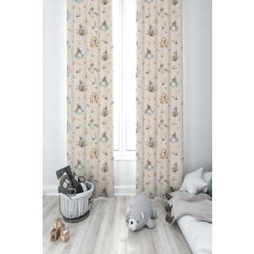 Mekta Home MKT-355 Bebek ve Çocuk Odası Hayvanlar Alemi 2 2 Kanat Fon Perde