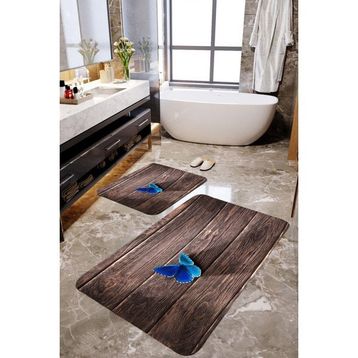 Mekta Home MKTBP-0100 60x100 50x60 cm Tek Kelebek 2'li Banyo Paspas Takımı