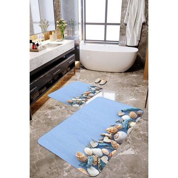 Mekta Home MKTBP-069 60x100 50x60 cm Deniz Kabuğu 2'li Banyo Paspas Takımı