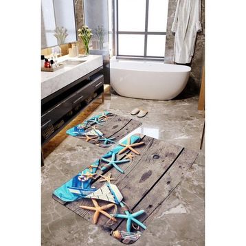 Mekta Home MKTBP-086 60x100 50x60 cm Deniz Yıldızı 2'li Banyo Paspas Takımı