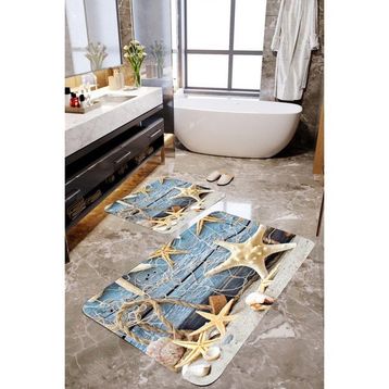Mekta Home MKTBP-098 60x100 50x60 cm Deniz Yıldızı 2'li Banyo Paspas Takımı