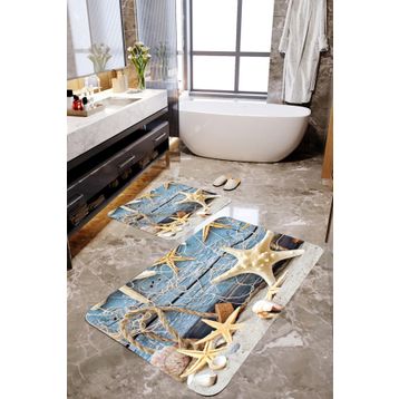 Mekta Home MKTBP-098 60x100 50x60 cm Deniz Yıldızı 2'li Banyo Paspas Takımı
