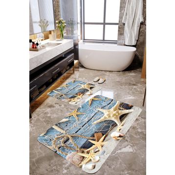 Mekta Home MKTBP-098 60x100 50x60 cm Deniz Yıldızı 2'li Banyo Paspas Takımı