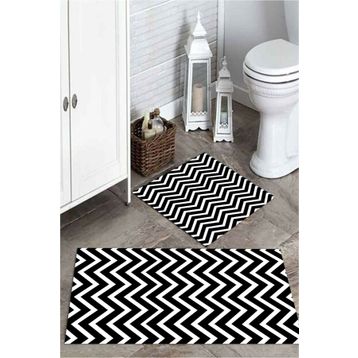 Mekta Home MKTPP-2052 60x100 50x60 cm Çizgili 2'li Banyo Paspas Takımı