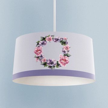 Mekta Home Mor Çiçekli Beyaz Avize