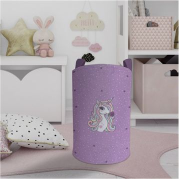 Mekta Home Mor Unicorn Desenli Bebek ve Çocuk Odası Oyuncak Sepeti