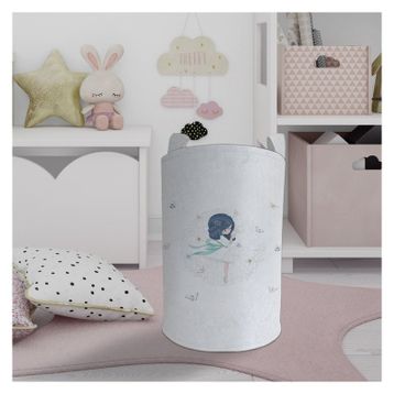 Mekta Home Prenses Kız ve Renkli Kelebek Desenli Bebek ve Çocuk Odası Oyuncak Sepeti