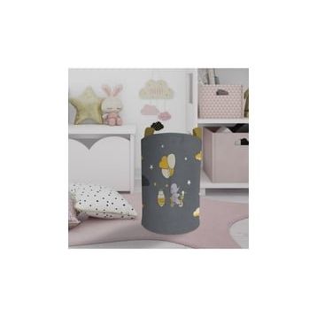 Mekta Home Sarı Bulutlu ve Bisikletli Fil Desenli Bebek ve Çocuk Odası Oyuncak Sepeti