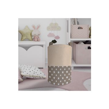 Mekta Home Sarı Gri Bulutlar Desenli Bebek ve Çocuk Odası Oyuncak Sepeti