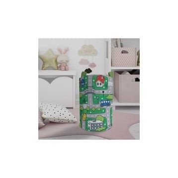 Mekta Home Şehir ve Yol Desenli Yeşil Bebek ve Çocuk Odası Oyuncak Sepeti