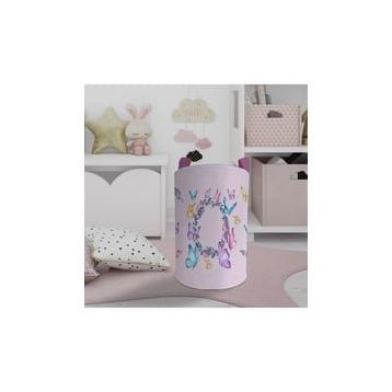 Mekta Home Seksek ve Kelebek Desenli Pembe Bebek ve Çocuk Odası Oyuncak Sepeti