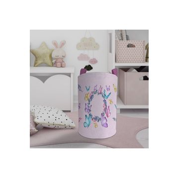 Mekta Home Seksek ve Kelebek Desenli Pembe Bebek ve Çocuk Odası Oyuncak Sepeti
