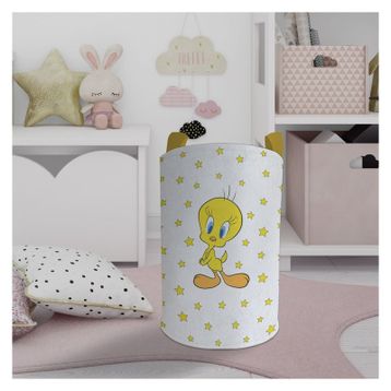 Mekta Home Seksekli Sarı Yıldız Desenli Bebek ve Çocuk Odası Oyuncak Sepeti