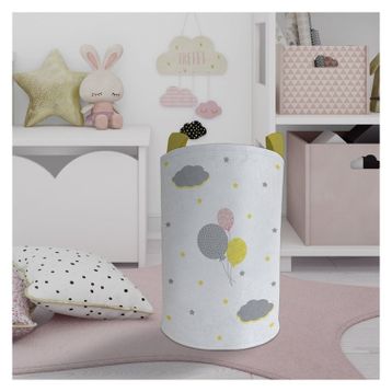 Mekta Home Üç Renkli Balon Desenli Bebek ve Çocuk Odası Oyuncak Sepeti