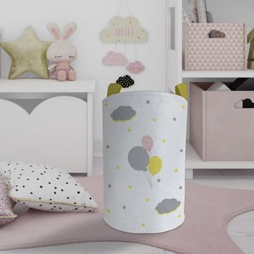 Mekta Home Üç Renkli Balon Desenli Bebek ve Çocuk Odası Oyuncak Sepeti