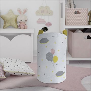 Mekta Home Üç Renkli Balon Desenli Bebek ve Çocuk Odası Oyuncak Sepeti