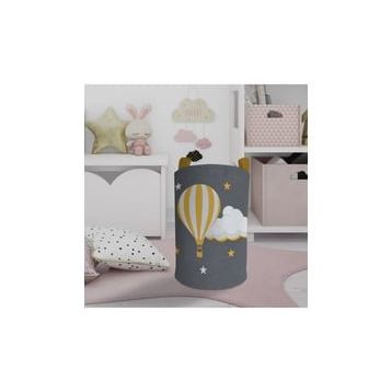 Mekta Home Uçan Balon ve Bulut Desenli Gri Bebek ve Çocuk Odası Oyuncak Sepeti