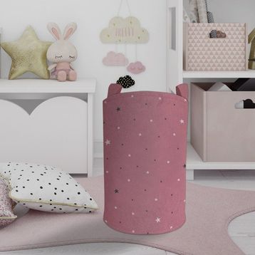 Mekta Home Yıldız Renkli Desenli Bebek ve Çocuk Odası Oyuncak Sepeti