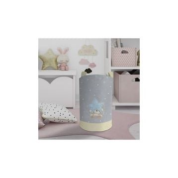 Mekta Home Yıldız ve Ayıcık Desenli Sarı Çizgili Bebek ve Çocuk Odası Oyuncak Sepeti