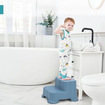 Meleni Baby Kaydırmaz Çocuk Taburesi Çift Basamaklı Banyo Lavabo Mavi Merdiven Yükseltici Bebek Basamağı