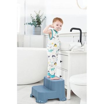 Meleni Baby Kaydırmaz Çocuk Taburesi Çift Basamaklı Banyo Lavabo Mavi Merdiven Yükseltici Bebek Basamağı