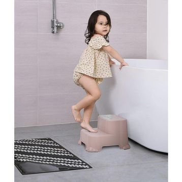 Meleni Baby Kaydırmaz Çocuk Taburesi Çift Basamaklı Banyo Lavabo Pembe Merdiven Yükseltici Bebek Basamağı