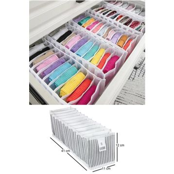 Meleni Home 11 x 41 x 12 cm S 3 Adet 11 Bölmeli Çok Amaçlı Akordiyon Çekmece ve Dolap İçi Düzenleyici