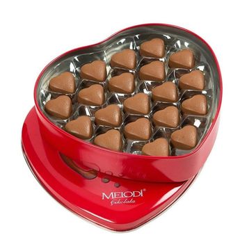 Melodi Kalp Çikolata Kırmızı Metal Kutu 400 gr