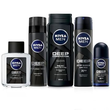 Men Deep Dimension Erkek Bakım Seti Duş Jeli Tıraş Köpüğü ve Losyonu Sprey ve Roll-On Deodorant Yüz Sakal Temizleme Jeli